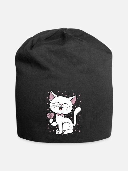 Birthday Girl Cute Cat Birthday Party Confetti - Jersey Beanie - black