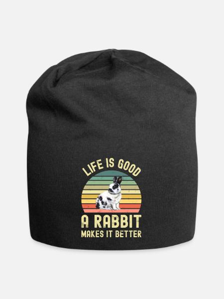 Hase Kaninchen - Jersey-Beanie - Schwarz