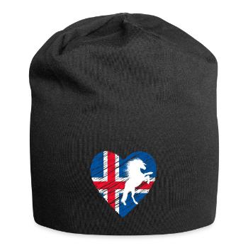 Islandpferd - Jersey-Beanie - Schwarz - Vorne