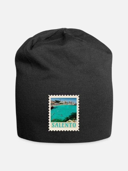 Salento Türkisstrand Retro-Poster - Jersey-Beanie - Schwarz