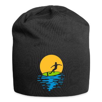 Abend Sonne Surfer - Jersey-Beanie - Schwarz - Vorne