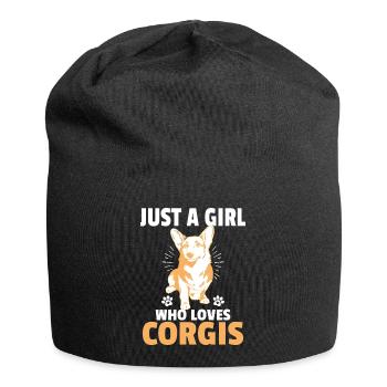 Just a girl who loves corgis - Jersey Beanie - black - Front