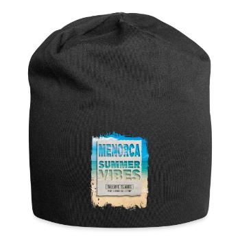 Menorca Spanien Sommer Sonne Strand Meer Palmen - Jersey-Beanie - Schwarz - Vorne