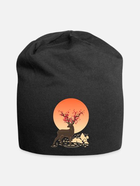 Hirschgeist | Schützen Sie Sika Hirsche - Jersey-Beanie - Schwarz