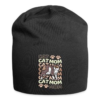 Cute Manx Cat Mom - Jersey Beanie - black - Front