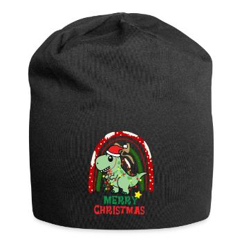 Dinosaure de Noël Kawaii - Bonnet en jersey - noir - Devant