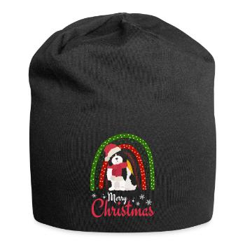Bobtail Noël Chien de berger anglais - Bonnet en jersey - noir - Devant