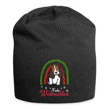 Weihnachten Süßer Basset Hound Kawaii - Jersey-Beanie - Schwarz - Vorne