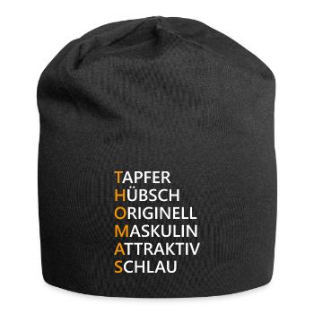 Thomas Name Geschenk - Jersey-Beanie - Schwarz - Vorne