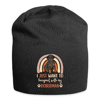 Süßer Dobermann Hund Kawaii - Jersey-Beanie - Schwarz - Vorne