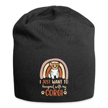Sweet Welsh Corgi puppy lover kawaii - Jersey Beanie - black - Front