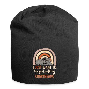 Cute Carthusian cat - Jersey Beanie - black - Front