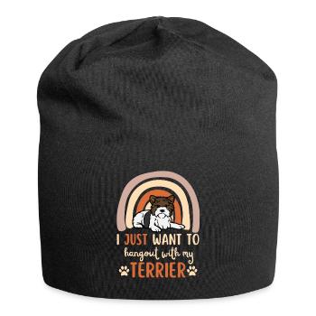 Cute Biewer Terrier Puppy Kawaii - Jersey Beanie - black - Front