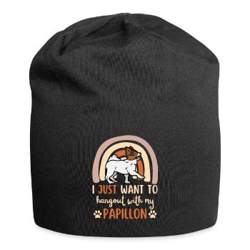 Süßer Papillon Hund Kawaii - Jersey-Beanie - Schwarz - Vorne
