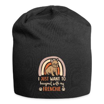Süße Französische Bulldogge Liebhaber Kawaii - Jersey-Beanie - Schwarz - Vorne