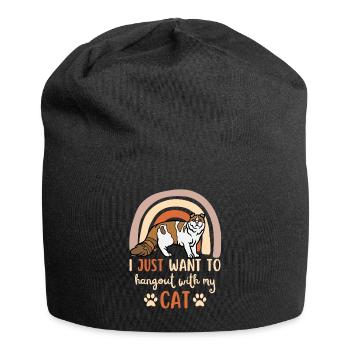Mignon chat américain Curl - Bonnet en jersey - noir - Devant