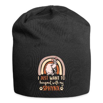 Süße Sphynx Katze - Jersey-Beanie - Schwarz - Vorne