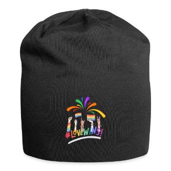 #LoveWins Pride LGBTQ Rainbow T Shirt - Jersey Beanie - black - Front