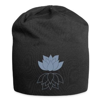 Lotus mit Spiegelbild - Jersey-Beanie - Schwarz - Vorne