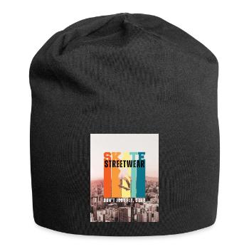 Streetwear - Jersey-Beanie - Schwarz - Vorne