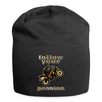 suivez votre passion motocyclette - Bonnet en jersey - noir - Devant