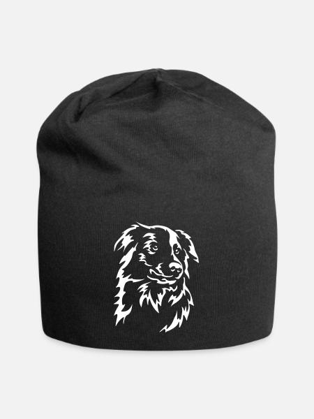 Border Collie Kopf "Black Edition" - Jersey-Beanie - Schwarz