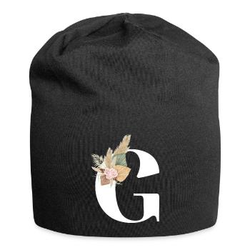 Buchstabe G blumig - Jersey-Beanie - Schwarz - Vorne
