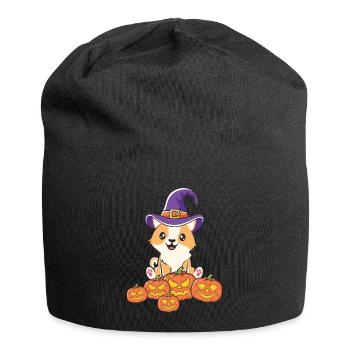 Citrouille de chat d’Halloween - Bonnet en jersey - noir - Devant