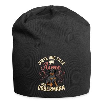 Mignon chien doberman kawaii - Bonnet en jersey - noir - Devant