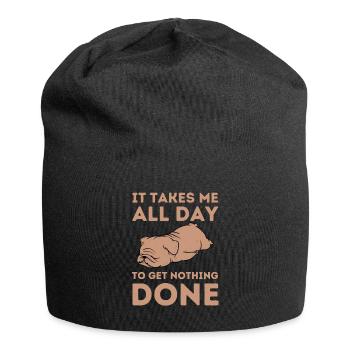 Tired Lazy Bulldog Funny Saying - Jersey Beanie - black - Front