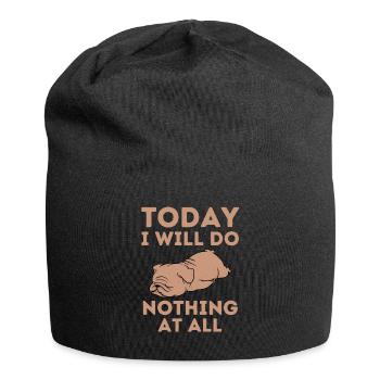 Tired Lazy Bulldog Funny Saying - Jersey Beanie - black - Front