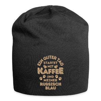 Russisch Blau Katze Kaffee Cafe - Jersey-Beanie - Schwarz - Vorne