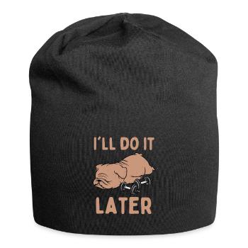 Tired Lazy Bulldog Funny Saying Sports Fitness - Jersey Beanie - black - Front