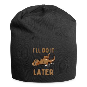 Lazy dinosaur funny saying sports fitness - Jersey Beanie - black - Front