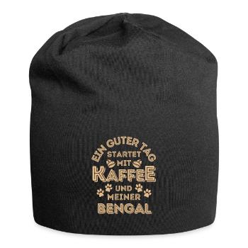 Bengal Katze Kaffee Cafe - Jersey-Beanie - Schwarz - Vorne