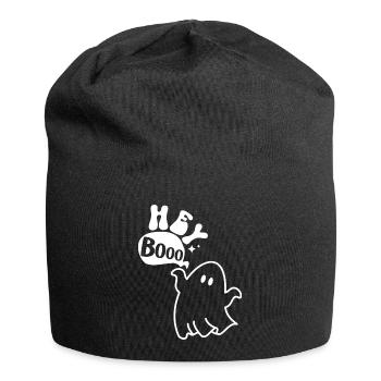 Halloween Gespenst weiß Hey Booo - Jersey-Beanie - Schwarz - Vorne