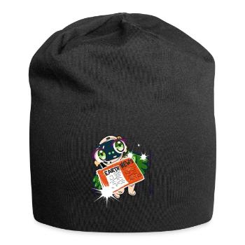 Nachrichten - Weltraum - Jersey-Beanie - Schwarz - Vorne