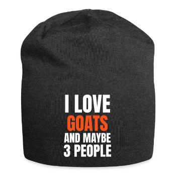 I Love Goats And Maybe 3 People Funny - Jersey Beanie - charcoal grey - Front
