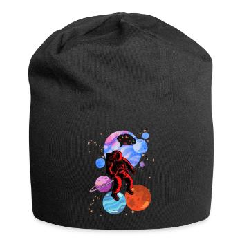 Astronaut Stencil-Stile - Jersey-Beanie - Schwarz - Vorne