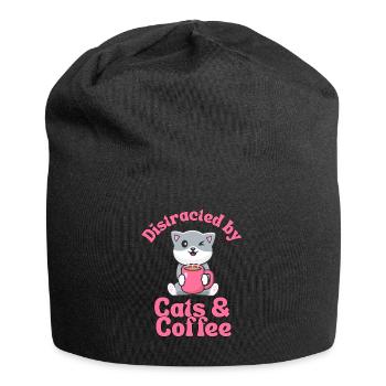 Kaffee Katze kawaii Kaffee und Katzen Liebhaber - Jersey-Beanie - Schwarz - Vorne