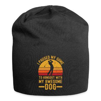 Golf et chien rétro vintage - Bonnet en jersey - noir - Devant