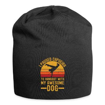 Capoeira et chien rétro vintage - Bonnet en jersey - noir - Devant