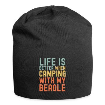 Beagle Camping retro vintage - Jersey-Beanie - Schwarz - Vorne