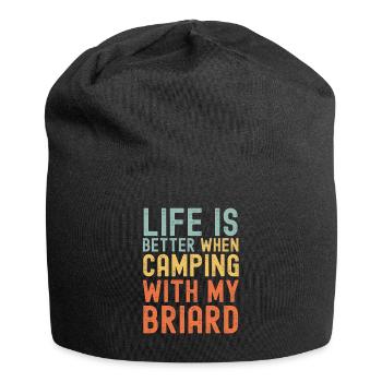 Briard Camping retro vintage - Jersey Beanie - black - Front