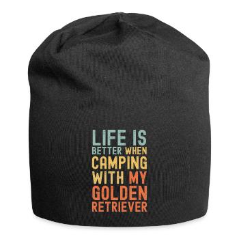 Golden Retriever Camping rétro vintage - Bonnet en jersey - noir - Devant