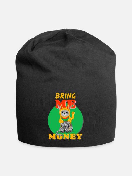 Cat Money Waving Cat Waving New Year Asisatic - Jersey Beanie - black