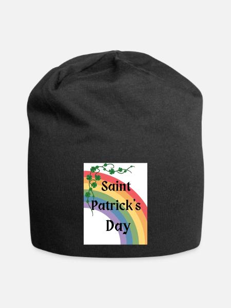 Fête de la Saint-Patrick avec arc-en-ciel - Bonnet en jersey - noir