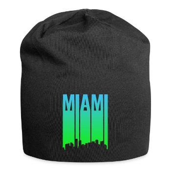 Miami Skyline Farbverlauf - Jersey-Beanie - Schwarz - Vorne