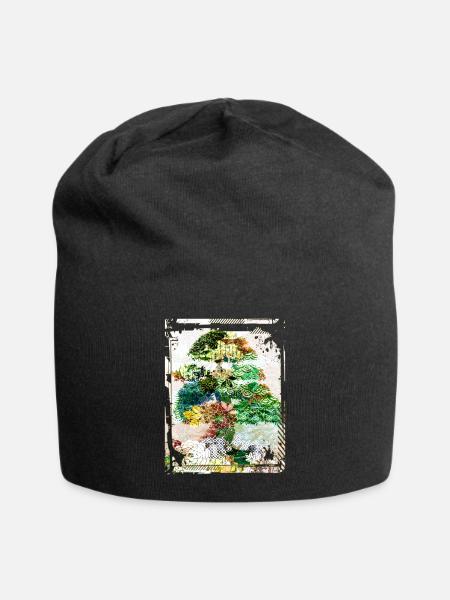 Japanese Bonsai Tree Garden Art Collage Art 95 - Jersey Beanie - black