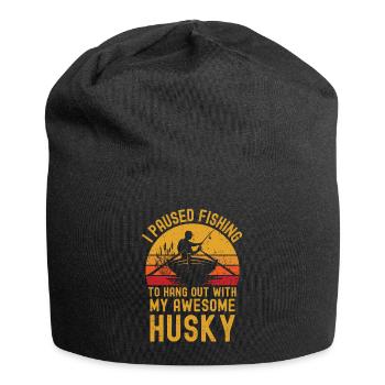 Fishing, fishing and husky - Jersey Beanie - black - Front